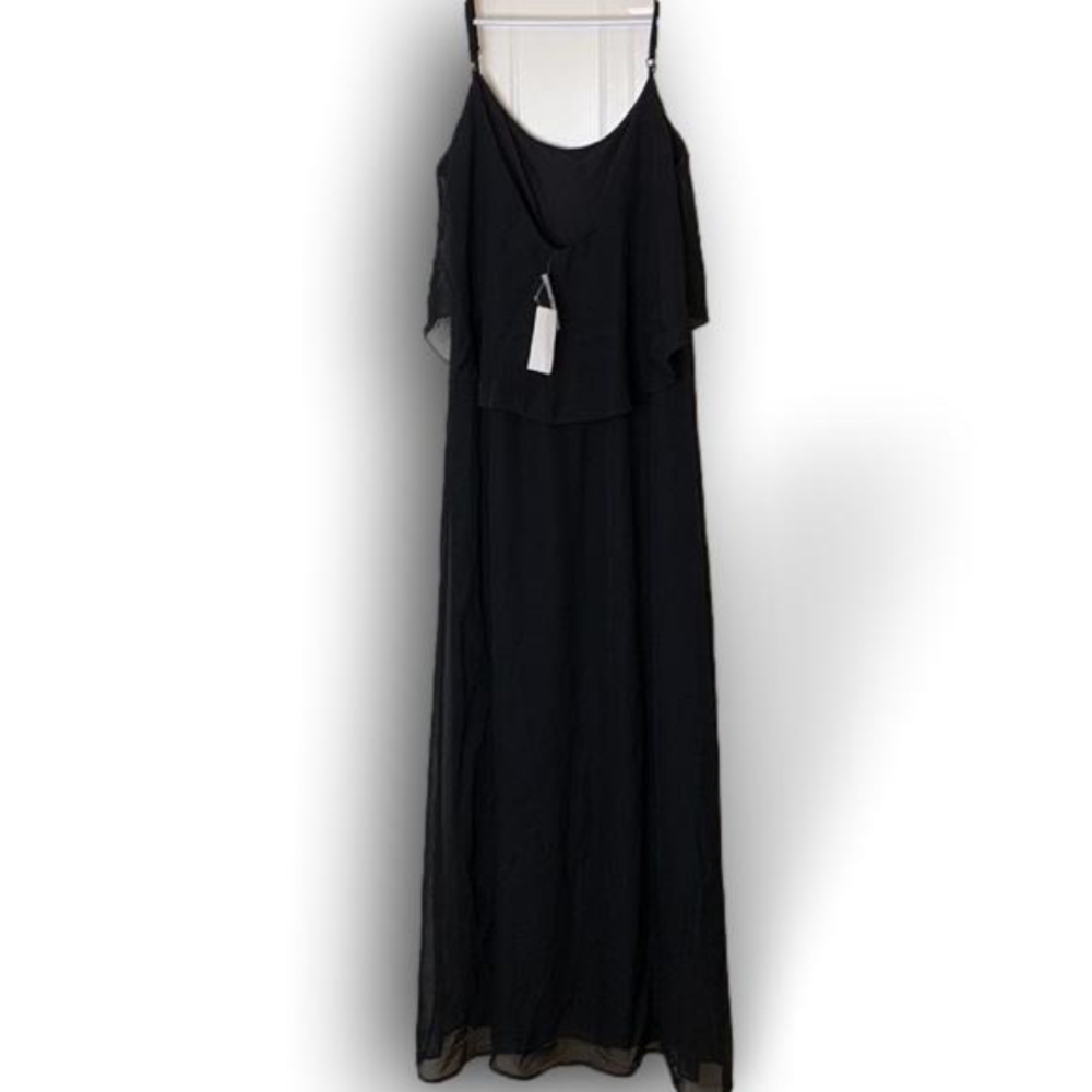 NWT Wet Seal black maxi dress with a chiffon overlay size medium - Picture 5 of 7
